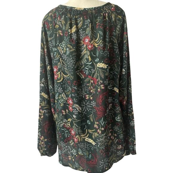 Christopher & Banks Women's L Blouse Hi/Low Cut Lightweight Floral Jungle - Picture 4 of 6